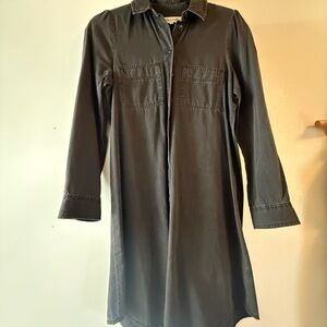 Madewell Black Long-Sleeve Button-Front Shirt Dress